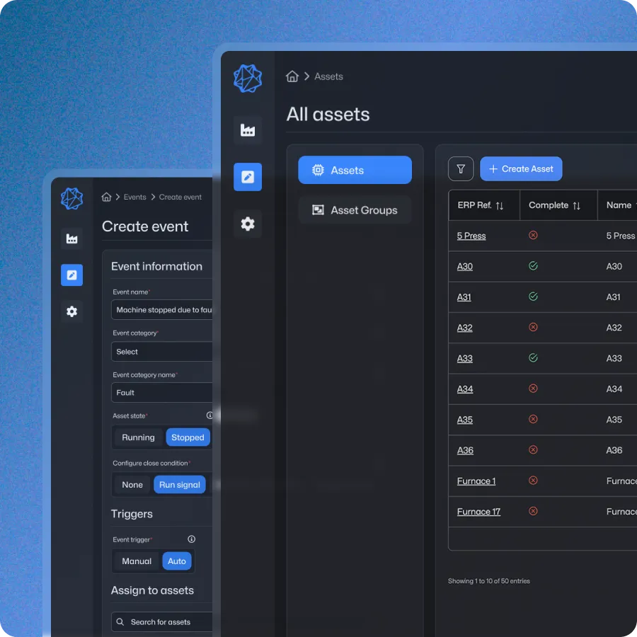 DataQI Insights platform showing real-time factory OEE data